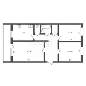 3-к квартира, вторичка, 59м2, 5/5 этаж