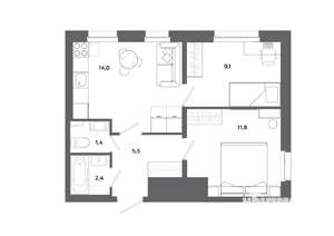 2-к квартира, вторичка, 44м2, 2/19 этаж