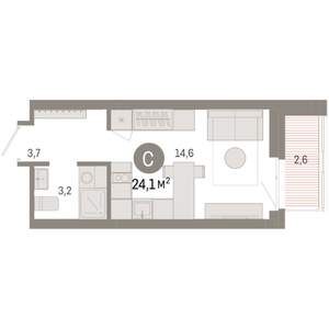 Студия квартира, вторичка, 24м2, 5/9 этаж