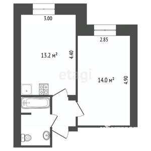 1-к квартира, вторичка, 33м2, 4/5 этаж