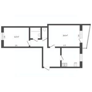2-к квартира, вторичка, 53м2, 3/5 этаж