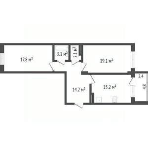 2-к квартира, вторичка, 67м2, 6/21 этаж