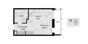 Студия квартира, строящийся дом, 33м2, 14/18 этаж