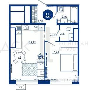 1-к квартира, вторичка, 46м2, 13/17 этаж