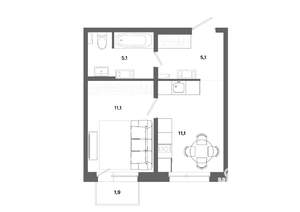1-к квартира, вторичка, 32м2, 5/19 этаж