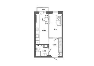 1-к квартира, вторичка, 29м2, 18/19 этаж