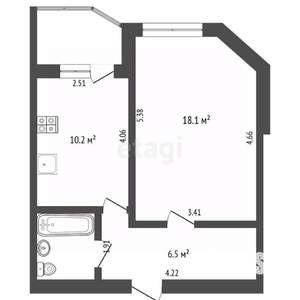 1-к квартира, вторичка, 38м2, 3/12 этаж
