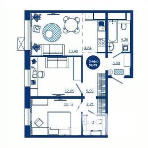 2-к квартира, вторичка, 58м2, 7/17 этаж