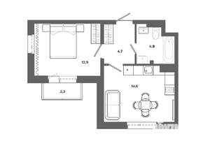 1-к квартира, вторичка, 38м2, 12/16 этаж