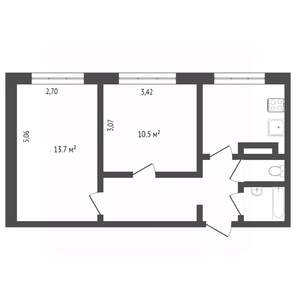 2-к квартира, вторичка, 45м2, 2/9 этаж