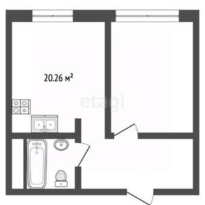 1-к квартира, вторичка, 46м2, 1/16 этаж