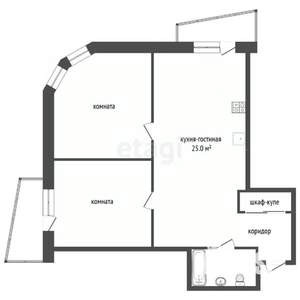 2-к квартира, вторичка, 60м2, 14/25 этаж