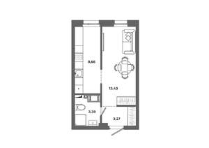 1-к квартира, вторичка, 29м2, 18/19 этаж
