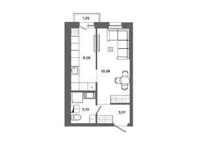 1-к квартира, вторичка, 29м2, 17/19 этаж