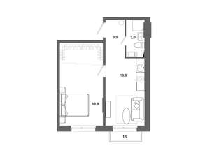 1-к квартира, вторичка, 40м2, 15/19 этаж