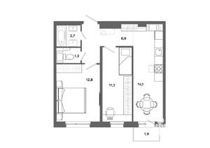 2-к квартира, вторичка, 49м2, 15/19 этаж