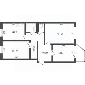3-к квартира, вторичка, 72м2, 5/5 этаж