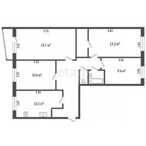 4-к квартира, вторичка, 86м2, 4/5 этаж