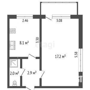 1-к квартира, вторичка, 30м2, 5/5 этаж