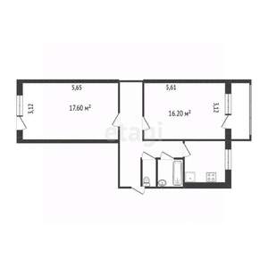2-к квартира, вторичка, 45м2, 5/5 этаж