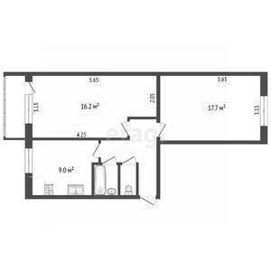 2-к квартира, вторичка, 49м2, 5/5 этаж