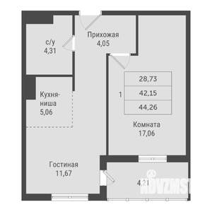 1-к квартира, вторичка, 44м2, 2/23 этаж