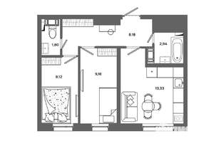 2-к квартира, вторичка, 44м2, 6/19 этаж