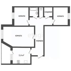 3-к квартира, вторичка, 71м2, 9/9 этаж