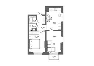 2-к квартира, вторичка, 45м2, 18/19 этаж