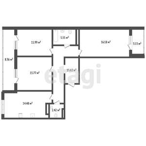 3-к квартира, вторичка, 81м2, 8/13 этаж