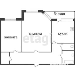 2-к квартира, вторичка, 55м2, 2/9 этаж