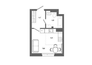 Студия квартира, вторичка, 24м2, 1/16 этаж