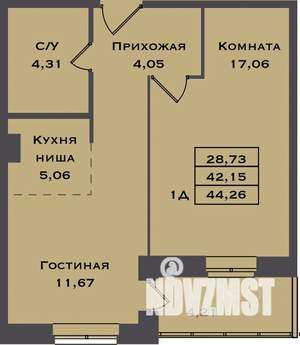1-к квартира, вторичка, 44м2, 3/22 этаж