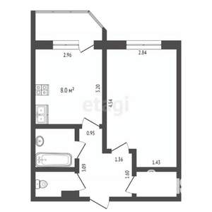 1-к квартира, вторичка, 35м2, 8/12 этаж
