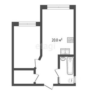 1-к квартира, вторичка, 41м2, 16/20 этаж