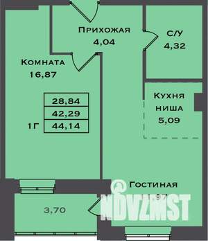 1-к квартира, вторичка, 44м2, 8/22 этаж