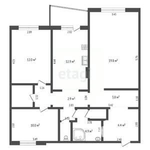 3-к квартира, вторичка, 81м2, 9/14 этаж