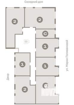 2-к квартира, вторичка, 64м2, 7/9 этаж