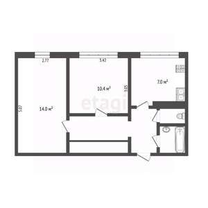 2-к квартира, вторичка, 45м2, 8/9 этаж