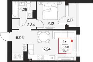 1-к квартира, вторичка, 39м2, 8/21 этаж