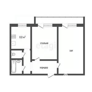 2-к квартира, вторичка, 48м2, 4/5 этаж