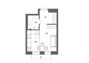 Студия квартира, вторичка, 24м2, 3/16 этаж
