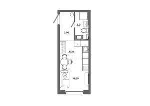 Студия квартира, вторичка, 21м2, 9/19 этаж