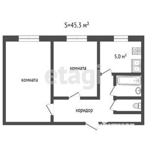 2-к квартира, вторичка, 45м2, 5/5 этаж