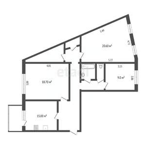 3-к квартира, вторичка, 84м2, 2/9 этаж