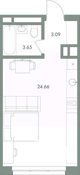 Студия квартира, вторичка, 31м2, 3/9 этаж