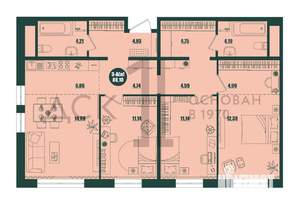 3-к квартира, строящийся дом, 88м2, 3/16 этаж