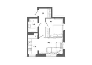 2-к квартира, вторичка, 36м2, 1/16 этаж