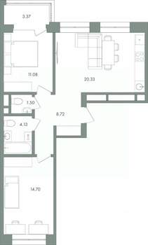 2-к квартира, вторичка, 64м2, 4/9 этаж