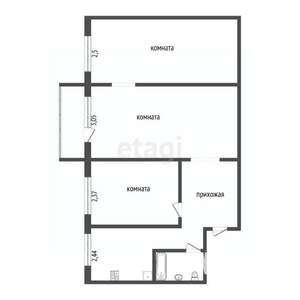 3-к квартира, вторичка, 52м2, 2/5 этаж